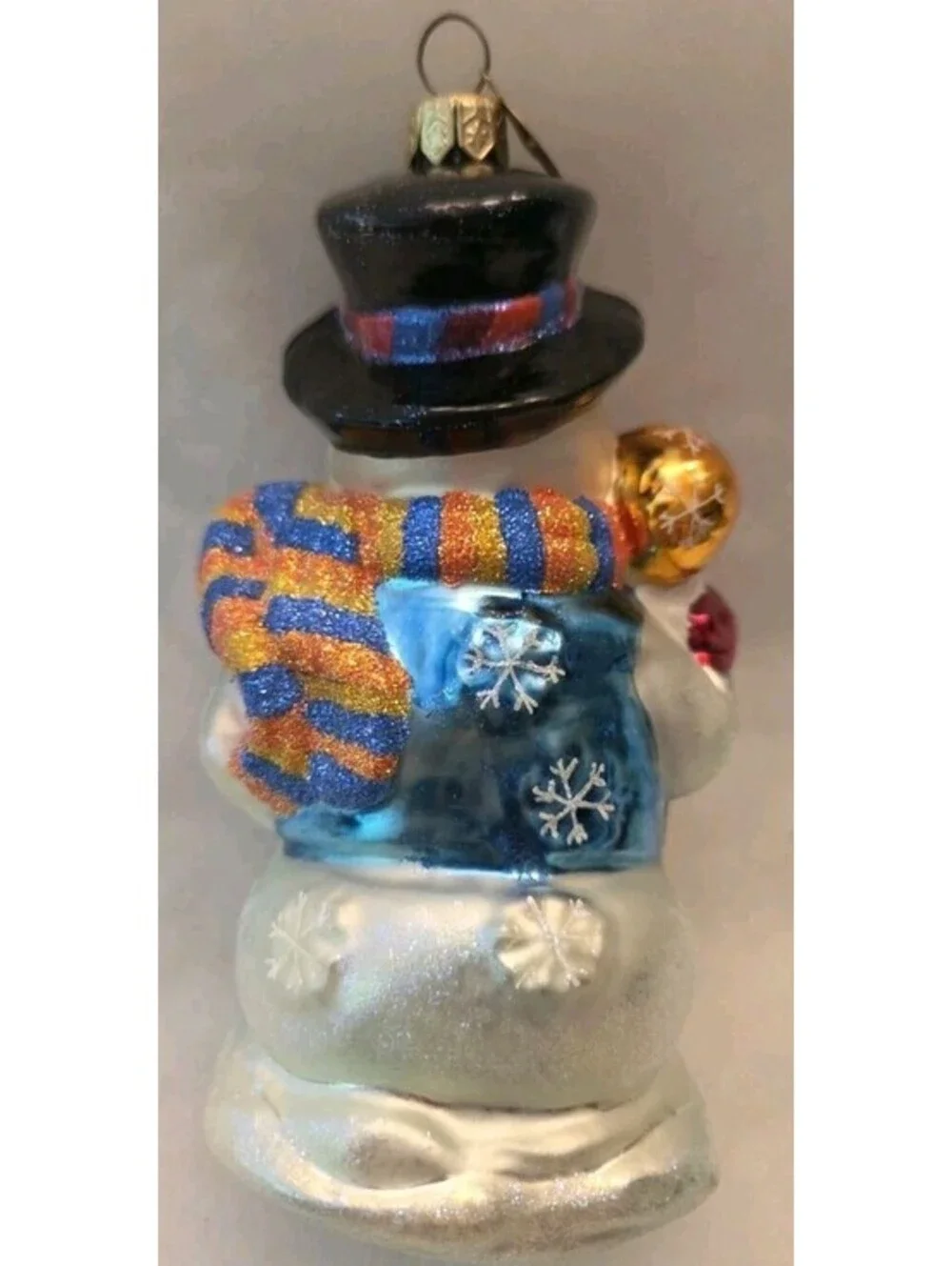 CHRISTOPHER RADKO NORTHERN FROST SNOWMAN GLASS HANDPAINTED ORNAMENT, MINT